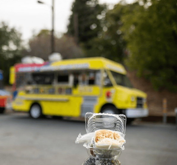 Empanada in front of truck